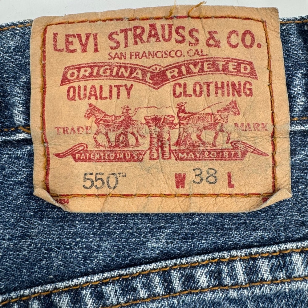 Levi's 550 Men's Relaxed Fit Denim Jean Shorts Blue Size 38 Y2K Baggy‎ - Picture 10 of 13
